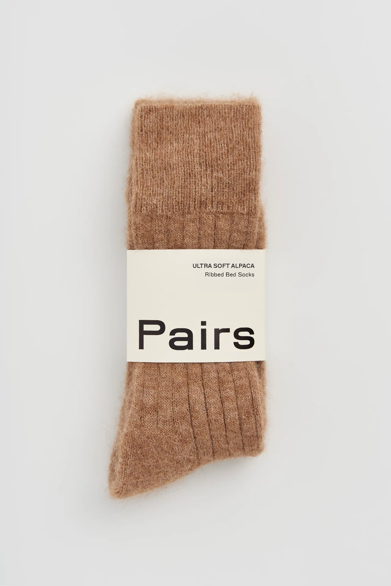 Biscuit Beige Ultra Soft Alpaca Ribbed Bed Socks - Image 4