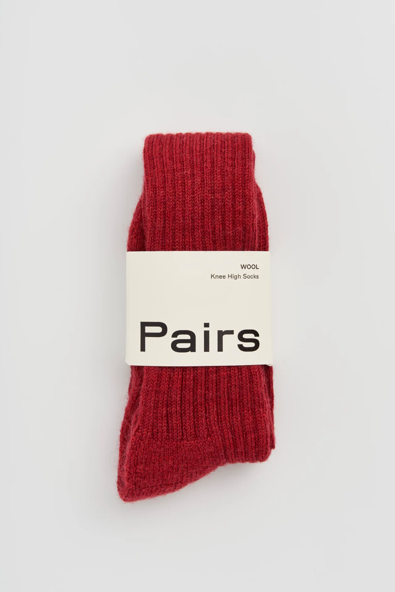 Dark Berry Red Wool Knee High Socks - Image 3