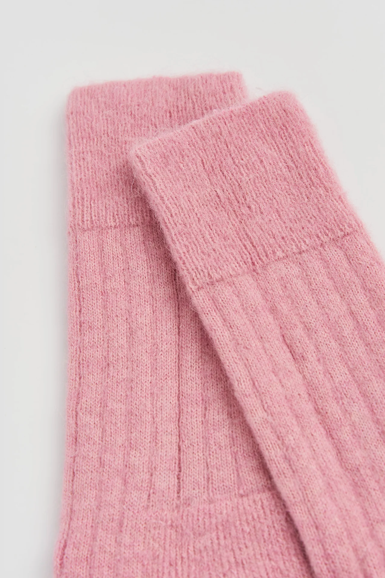 Sherbet Pink Ultra Soft Alpaca Ribbed Bed Socks - Image 3