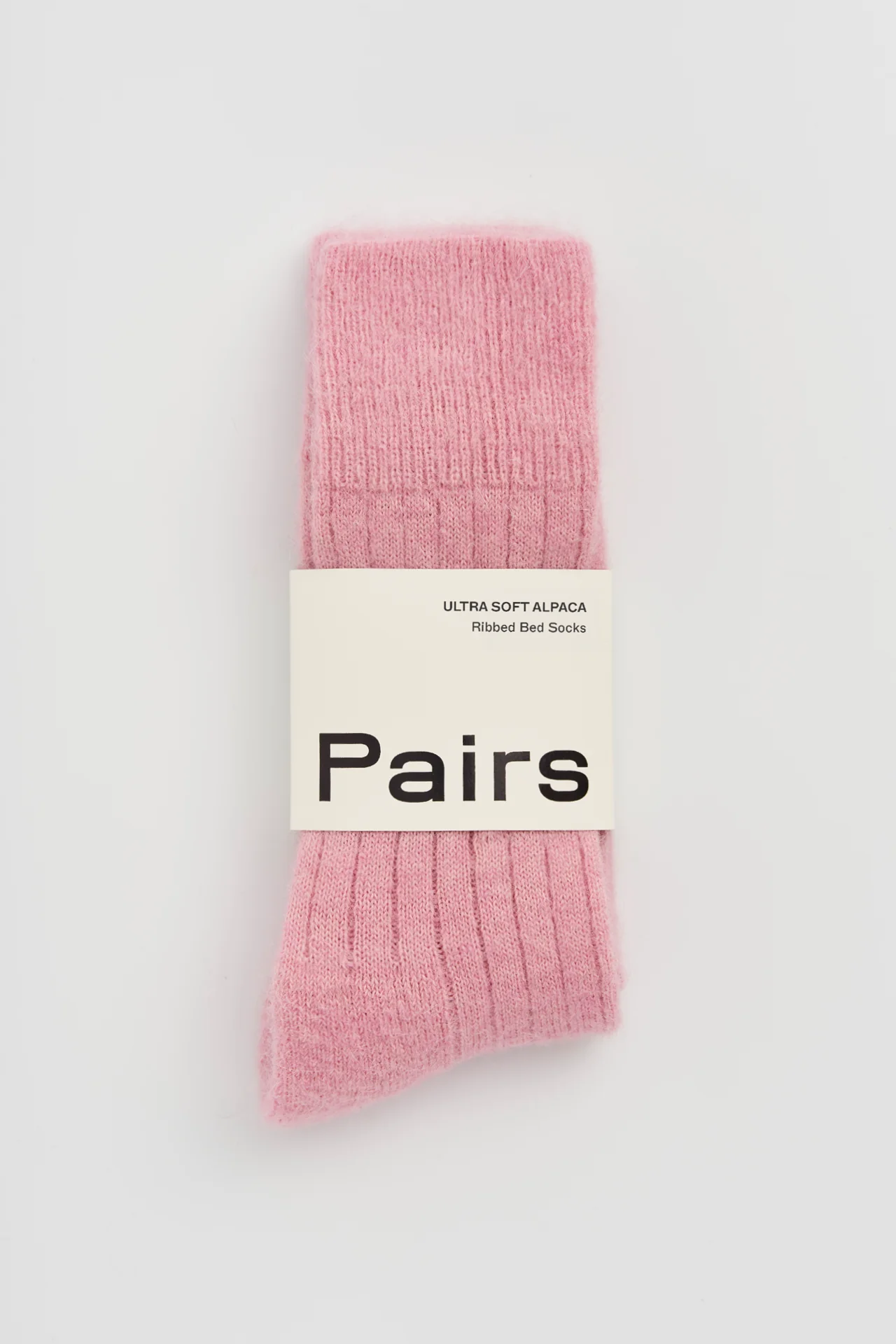 Sherbet Pink Ultra Soft Alpaca Ribbed Bed Socks - Image 4