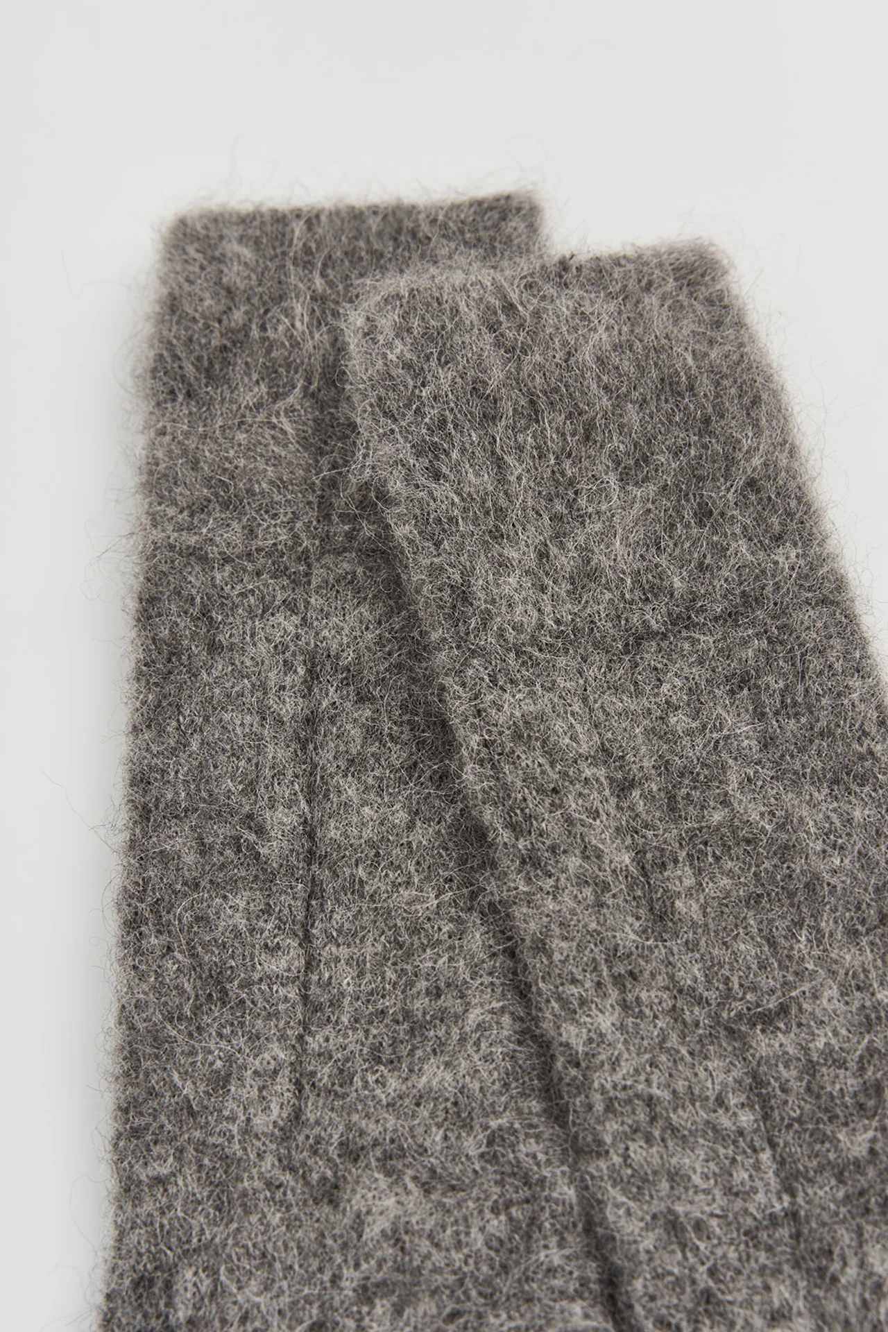 Smoke Grey Ultra Soft Alpaca Ribbed Bed Socks - Image 3