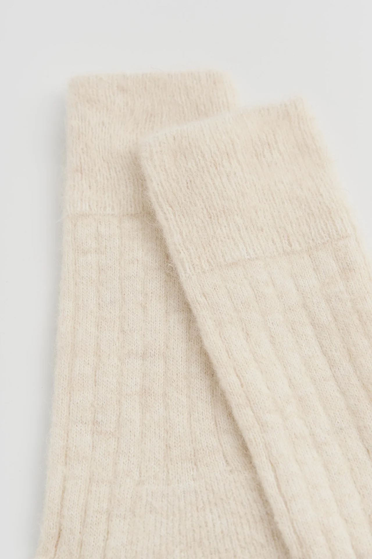 Clotted Cream Ultra Soft Alpaca Ribbed Bed Socks - Image 3