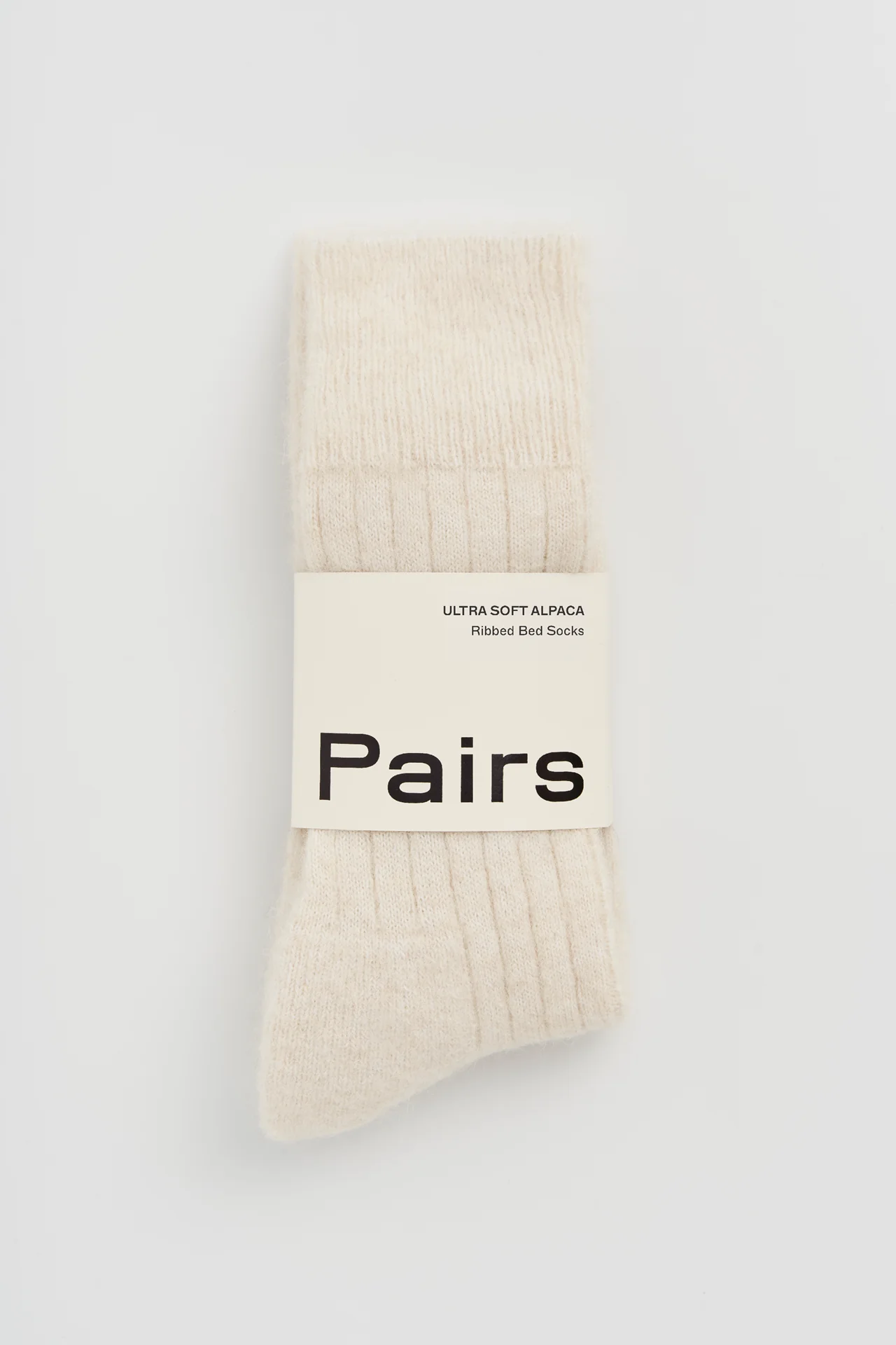 Clotted Cream Ultra Soft Alpaca Ribbed Bed Socks - Image 4